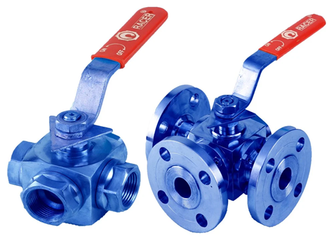 M.S. Three Way Ball Valves